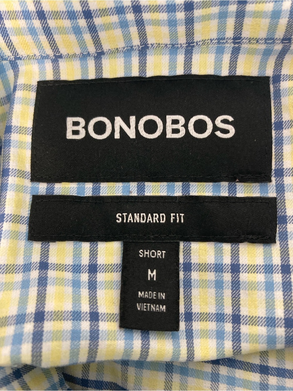 Bonobos Shirt Mens M Blue Yellow Check Button Up Performance Preppy Slim Fit - Picture 5 of 16